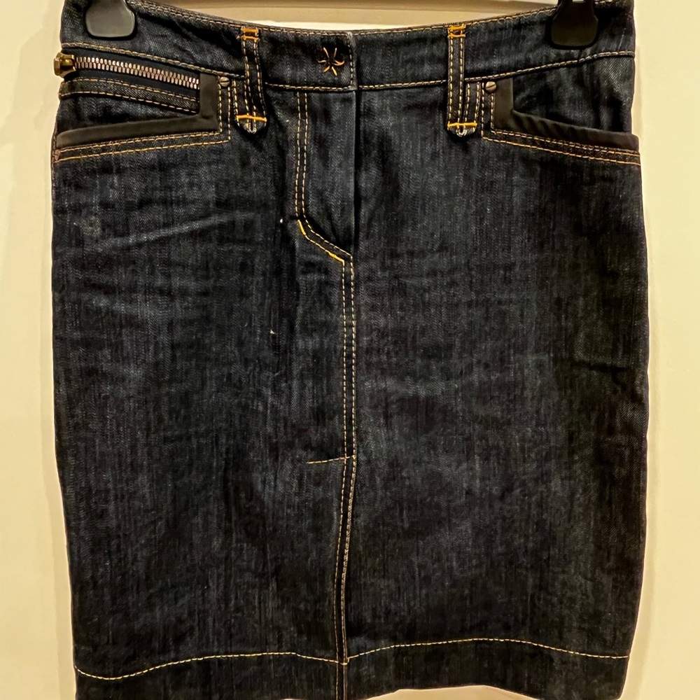 Jean front slit skirt